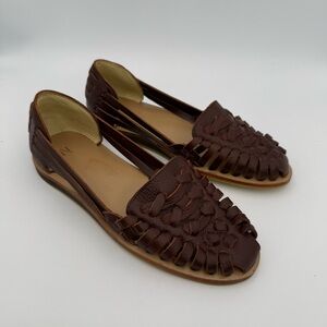 Nisolo Leather Sandal Huarache Equador BURNT SIENNA 6.5 Minimalist Handwoven